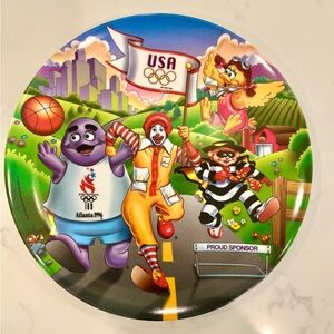 McDonalds Atlanta Olympics Plate Plastic Ronald McDonald 9.5" Collectible 1996